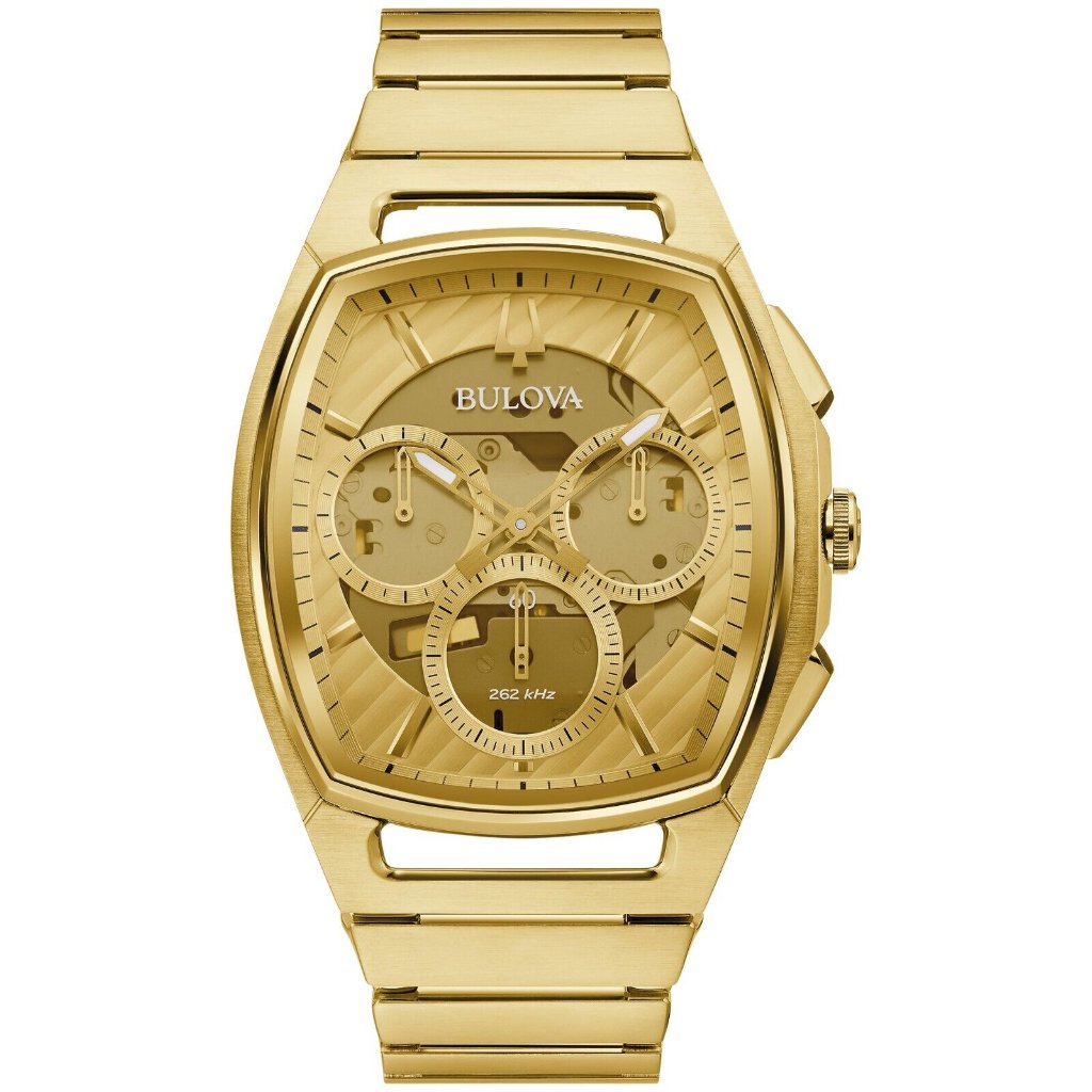 Bulova Gold Chronograph Mens Watch New